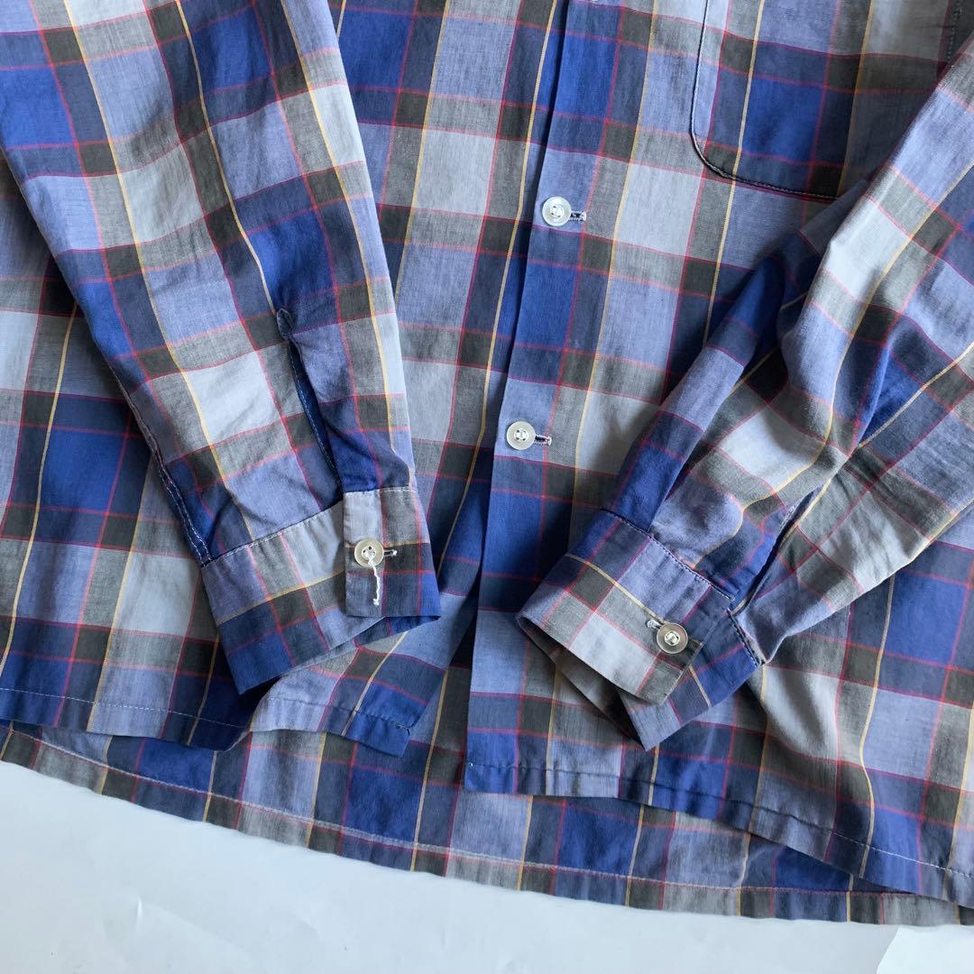 60s vintage オープンカラーシャツ　チェック　シャツ