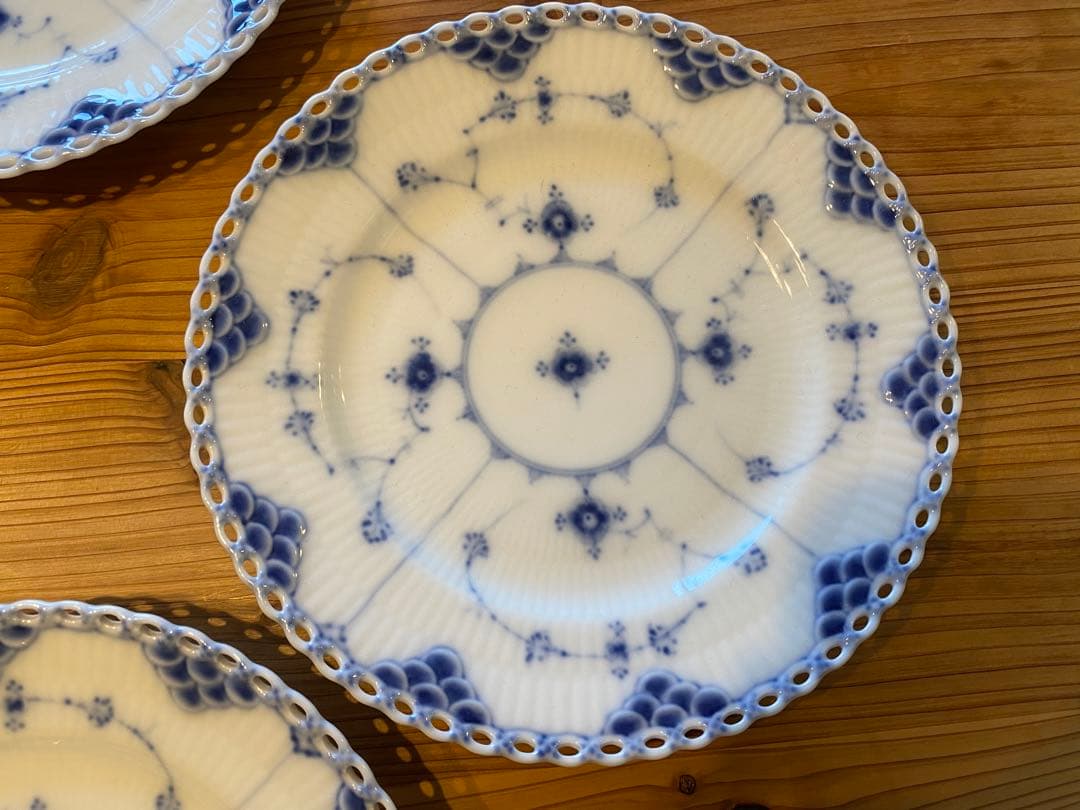 【ヤマザキ】フルレース　ケーキプレート　1870-90年製　6枚