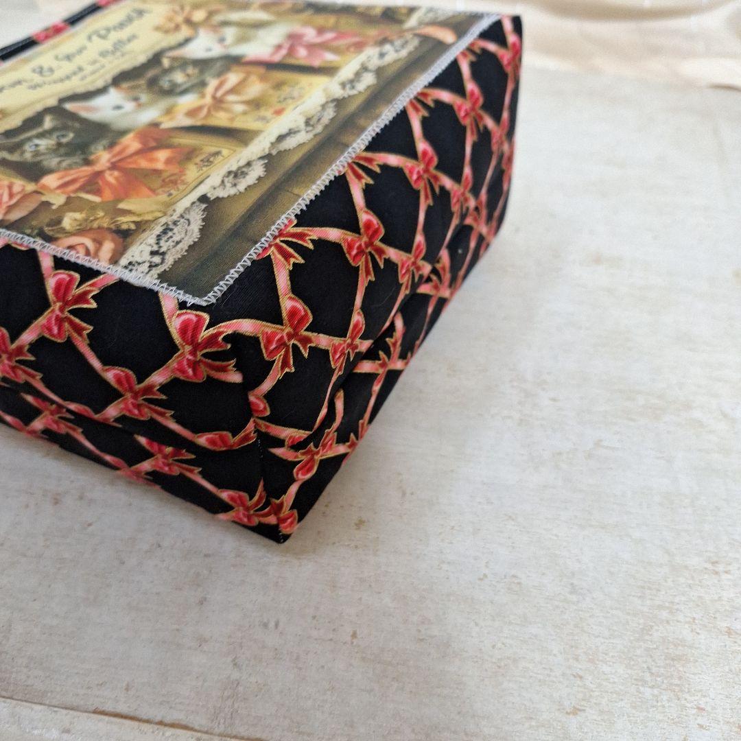 激レアねこと女の子パネル生地　ハンドメイド　まちなしバッグ　布バスケット