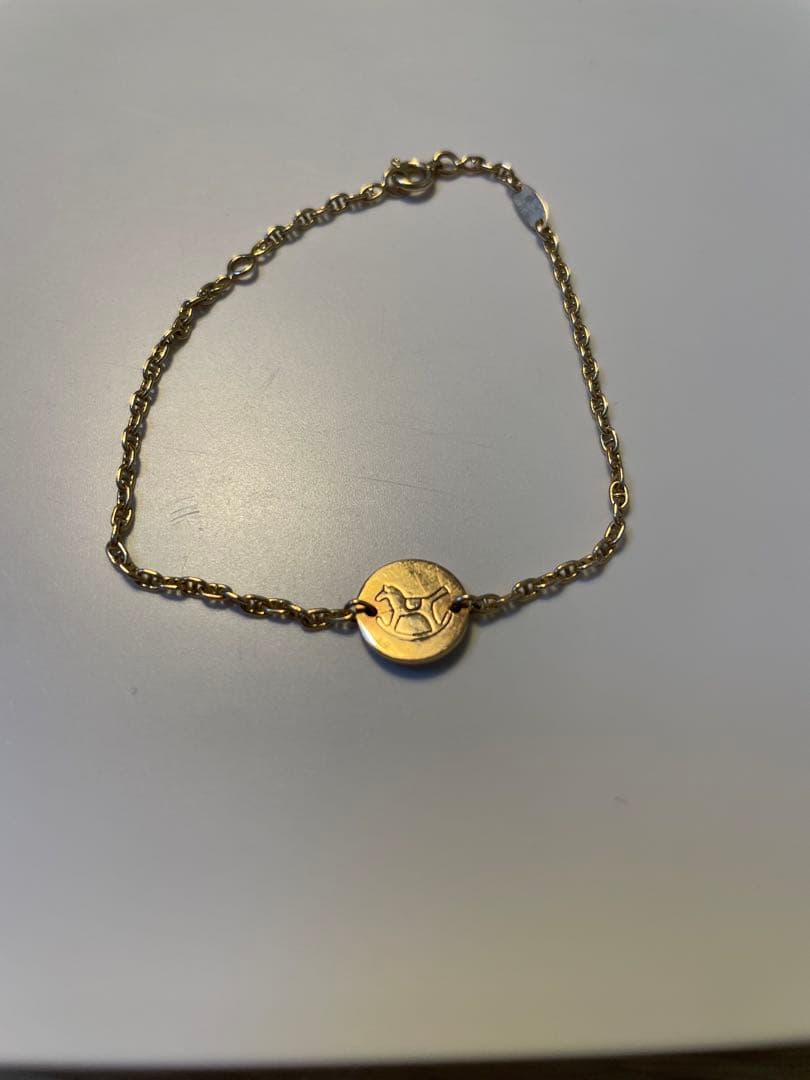 ゴールド チェーンブレスレット オーバルプレート付き　エルメス(HERMES)