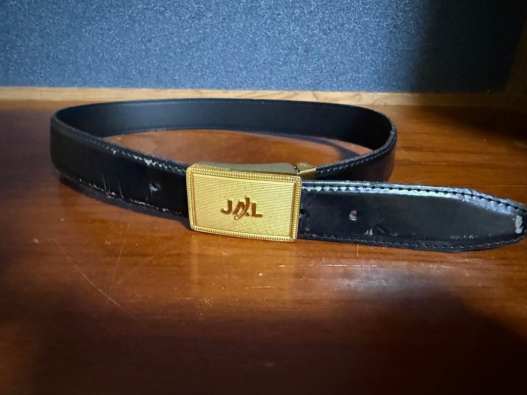 長*敦様 JALロゴ付き黒レザーベルト