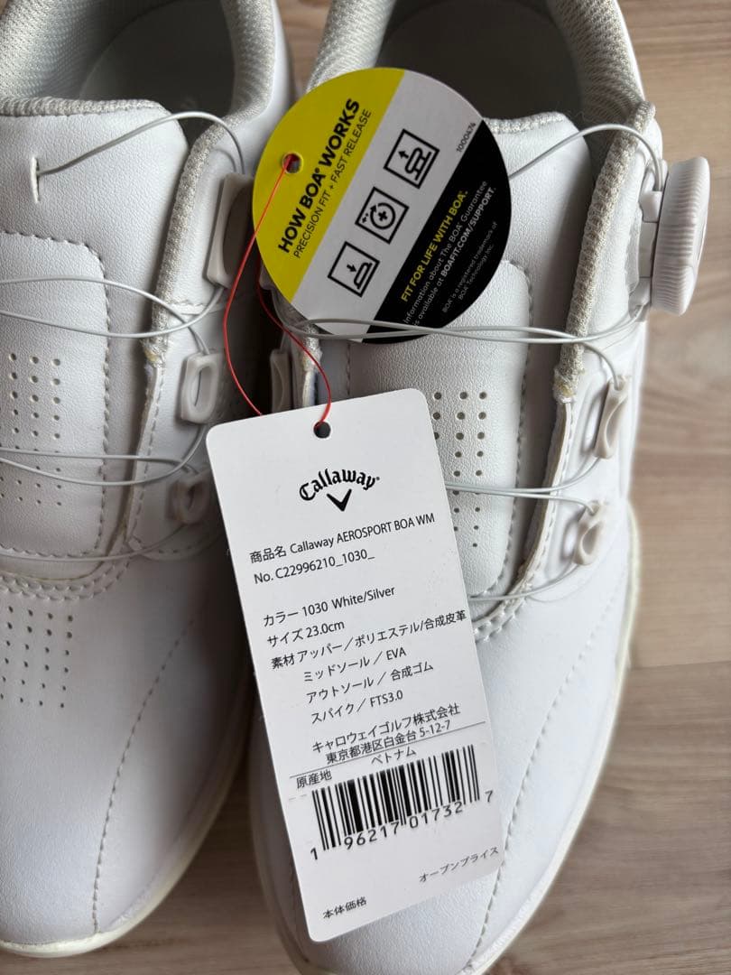 callaway 23cm ホワイト ゴルフシューズ スパイク付き