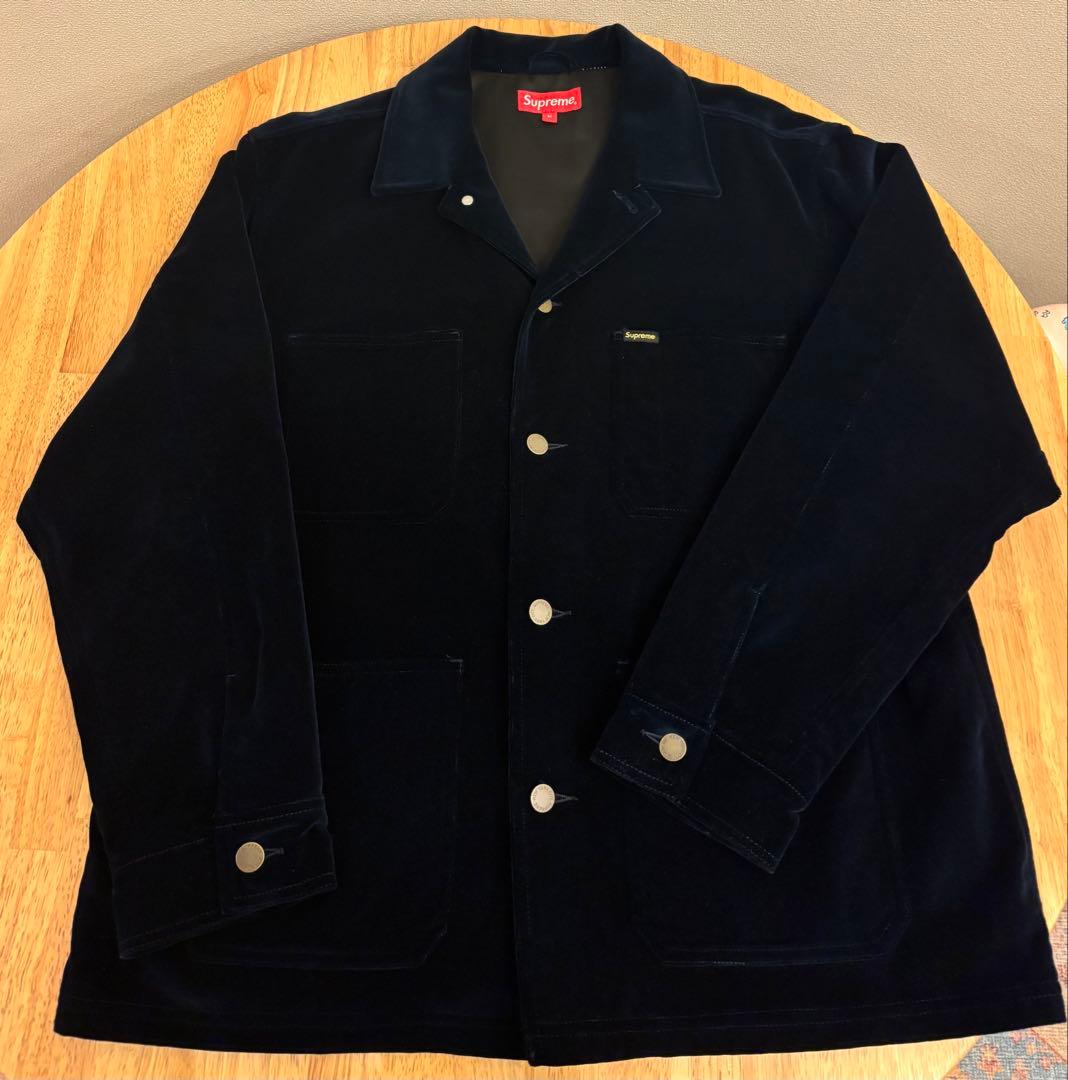 Supreme ネイビー ベロアジャケット M