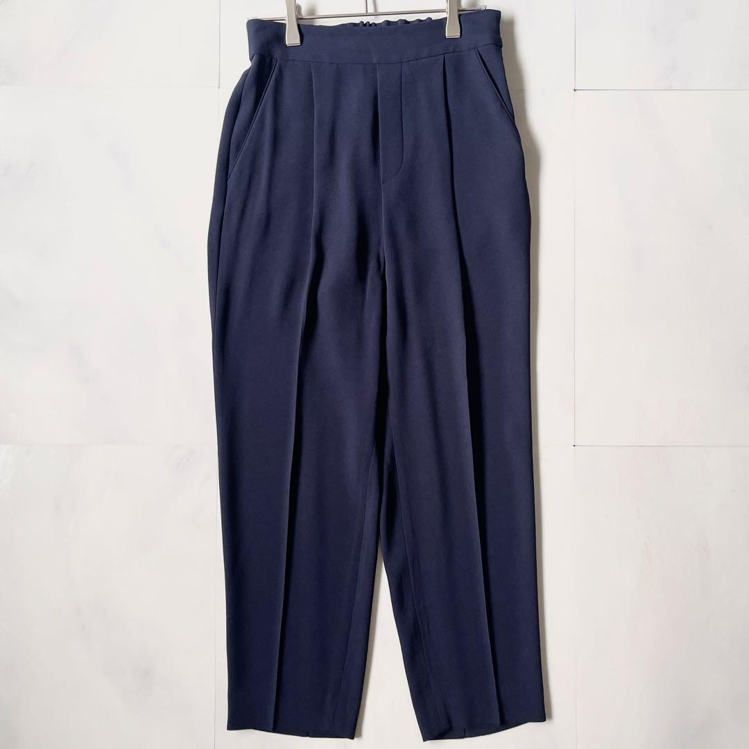 グリーンレーベルリラクシング セットアップ パンツスーツ ノーカラー S 紺色