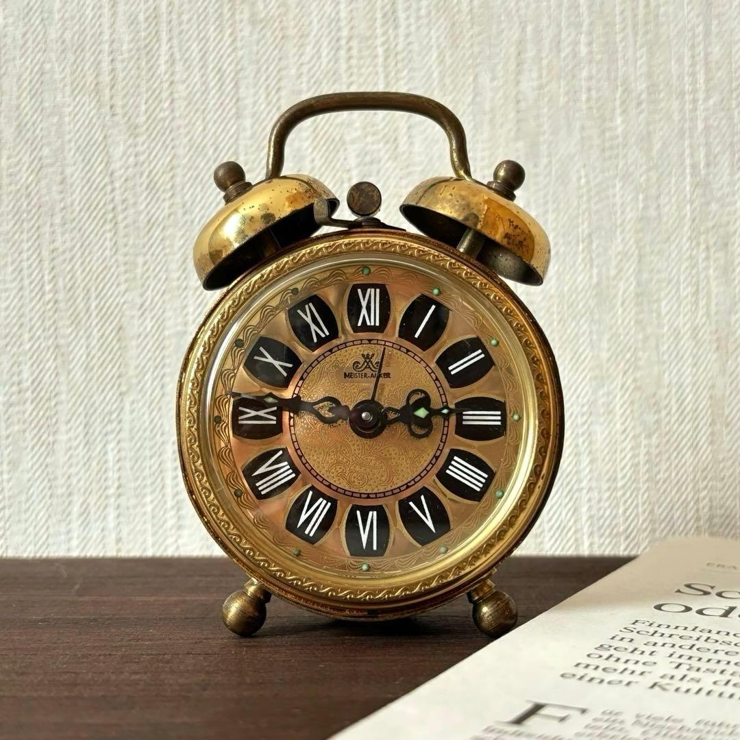 【西ドイツ】Meister Anker社 アンティーク 置時計 ゴールド 美品