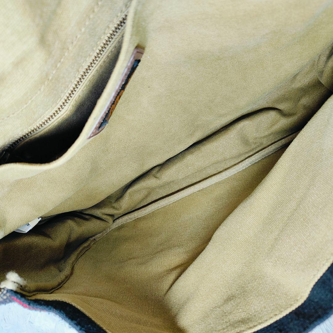 エルエルビーン 90年代ツイードレザー メッセンジャーバッグ　茶　ボーダー