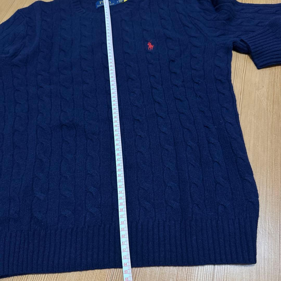 POLO RALPH LAURENカシミヤ混ケーブルニット ネイビー 1回着用