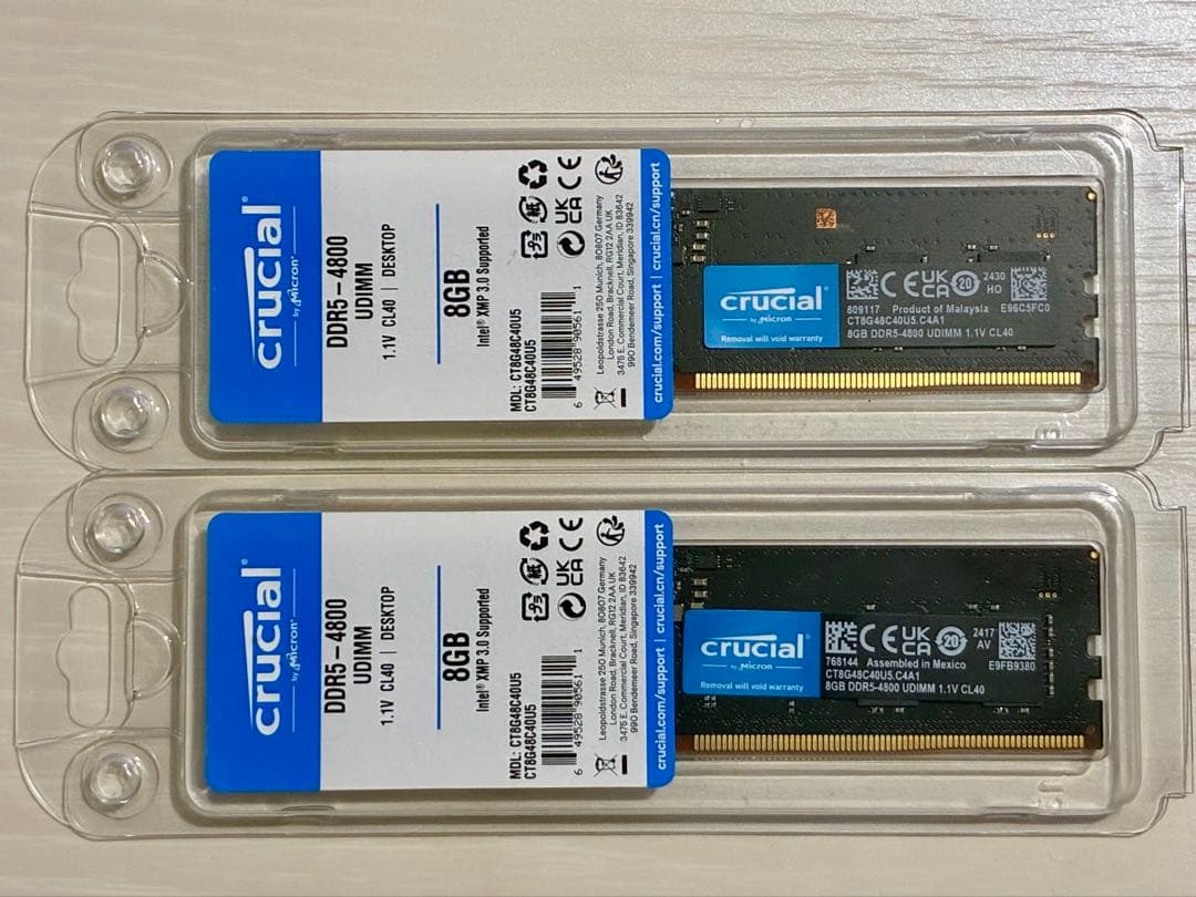 Crucial DDR5-4800 UDIMMメモリ 16GB(8GB×2)