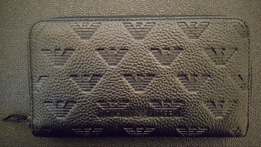 ARMANI アルマーニ 長財布 レザーウォレット 黒 [並行輸入品]