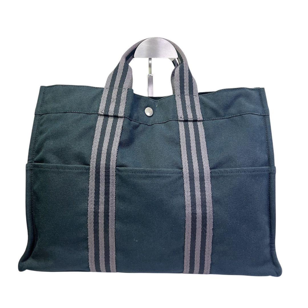 HERMES エルメス フールトゥMM トワル メンズ ハンドバッグ ブラック