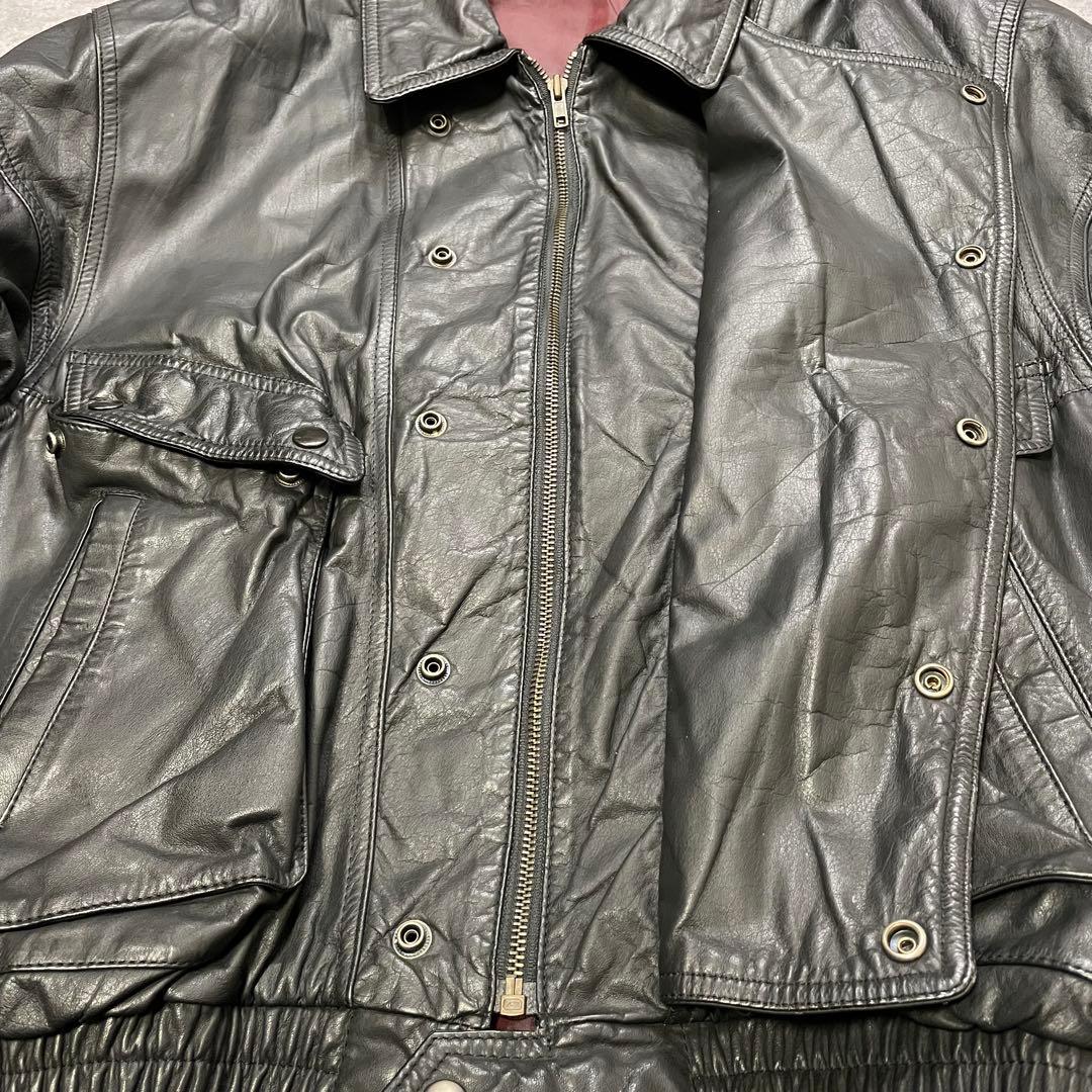 90s A-2 ブラックレザー フライトジャケット L 牛革