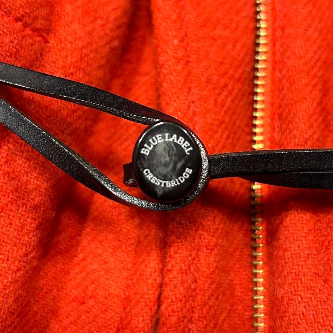 ブルーレーベルクレストブリッジ　ダッフルコート　フード　ウール　チェック柄　赤