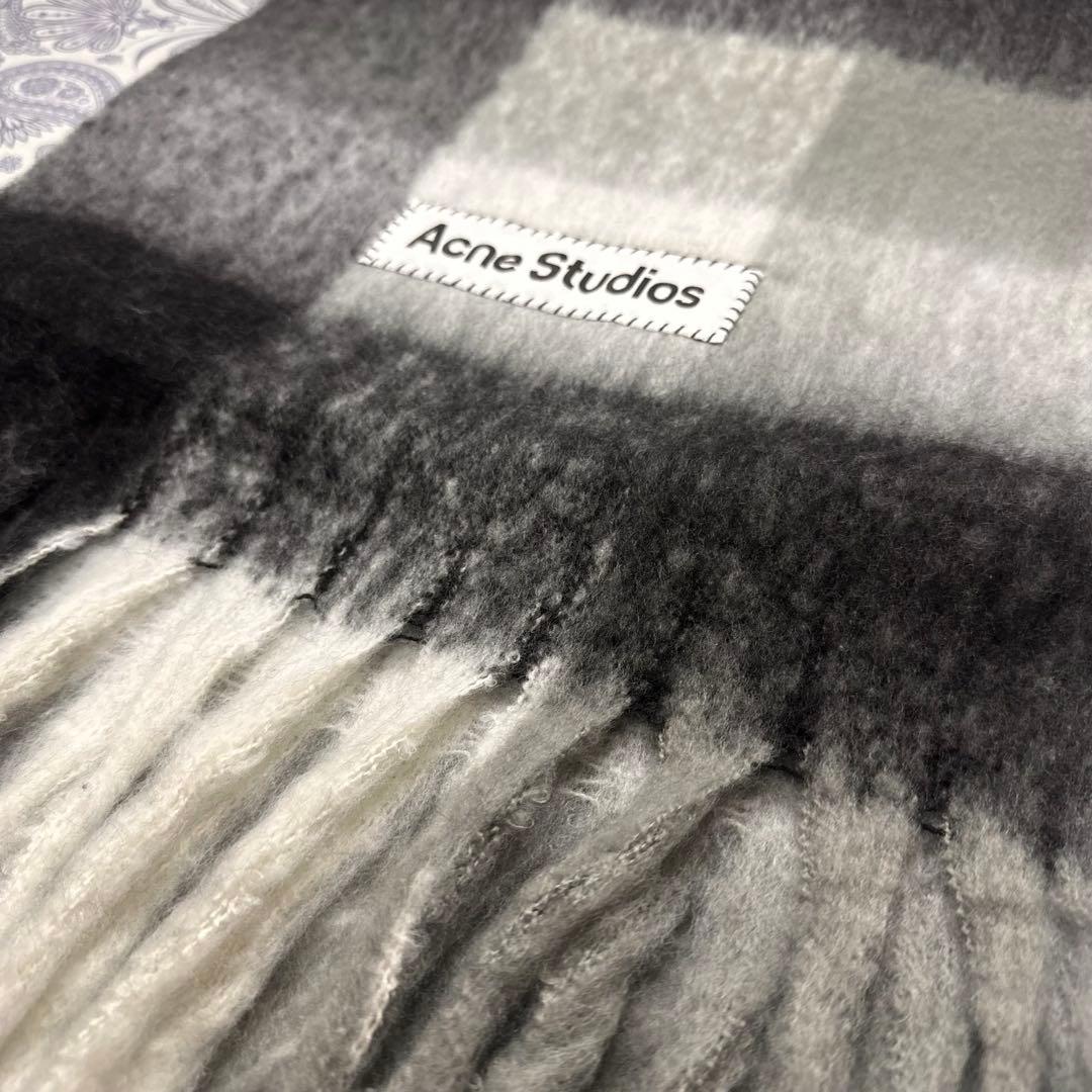黒ACNE STUDIOS 新品未使用 モヘアチェック柄スカーフ　マフラー