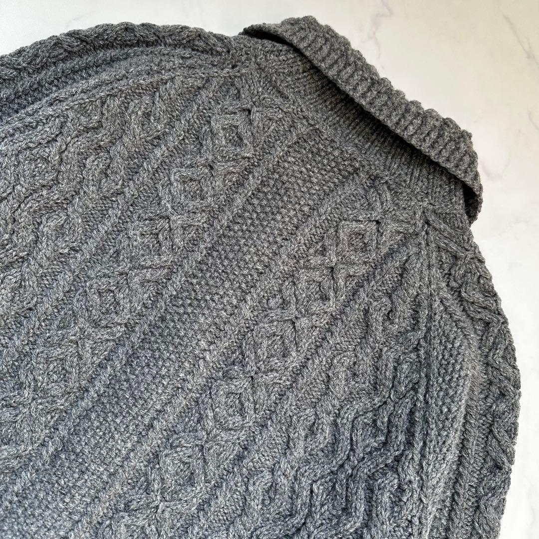 インバーアラン 3Aカーディガン シップス別注 アランニット グレー S-M相当