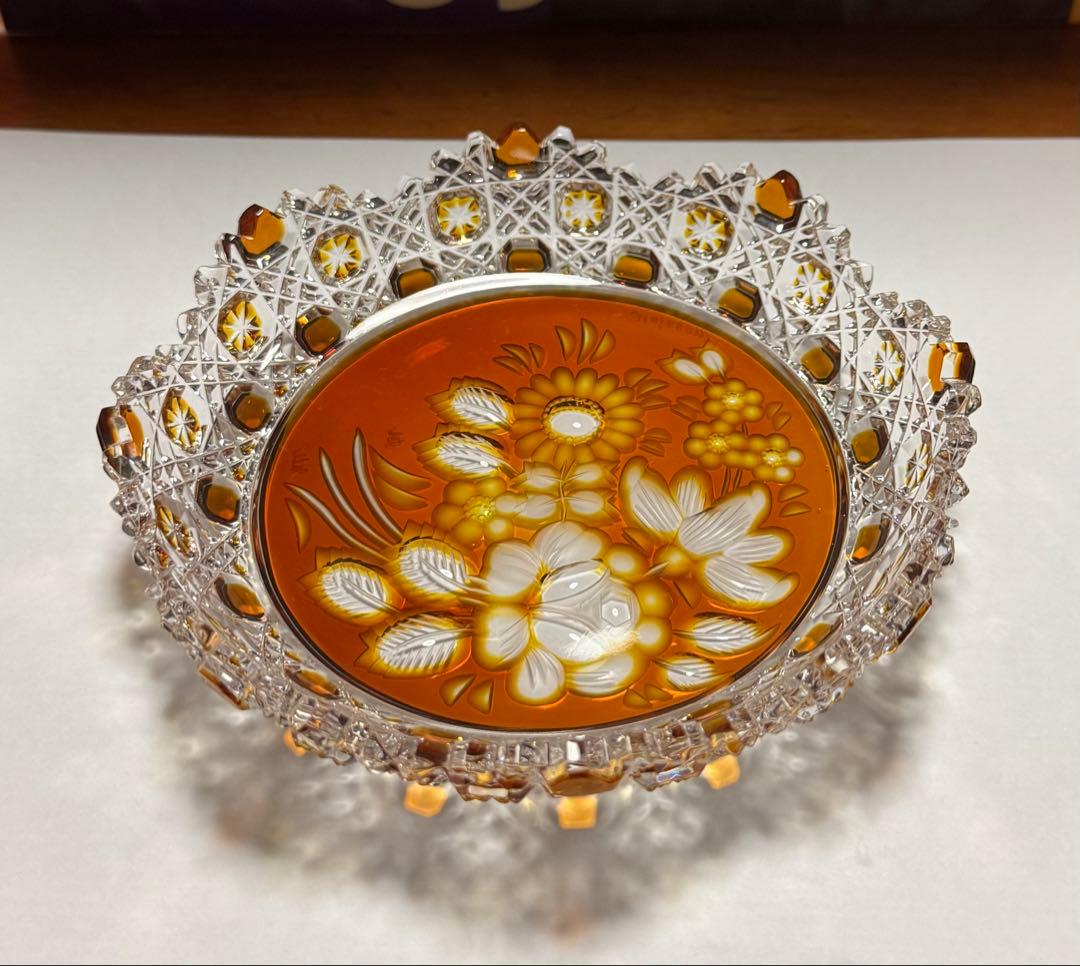 『 マイセン クリスタル ガラス オレンジ被せ』 《ヴィンテージ》《未使用》