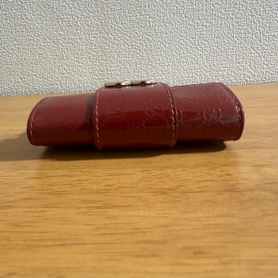GUCCI グッチ 6連キーケース　エナメル 赤 ハートプレート