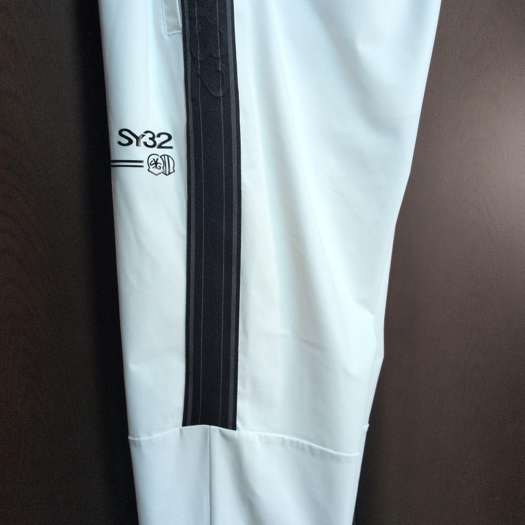 SY32:メンズ:Lサイズ:カルビコ スリム サイドラインパンツ:白/黒ライン