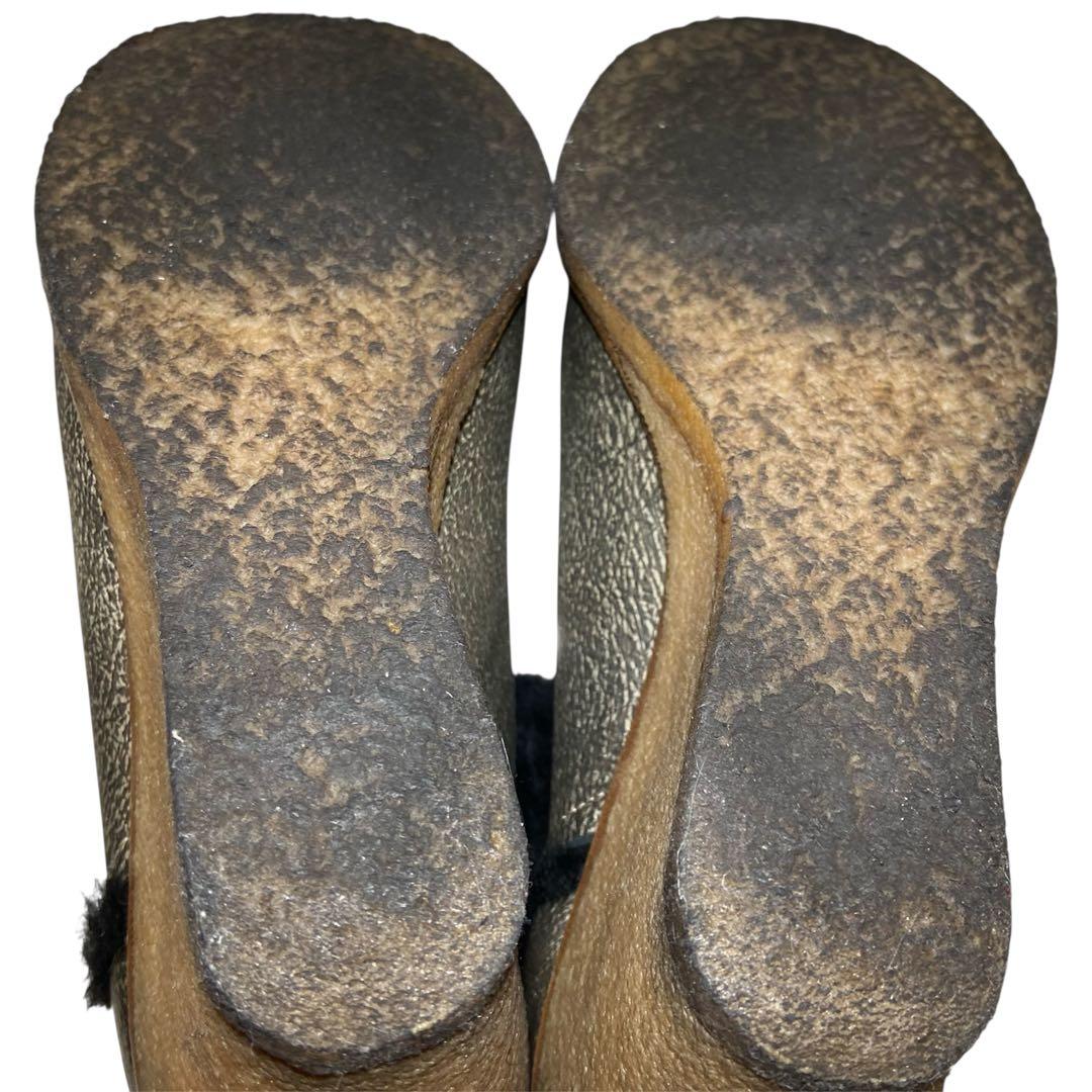 CHANEL 厚底ショートファーブーツ　カラー　ブロンズ