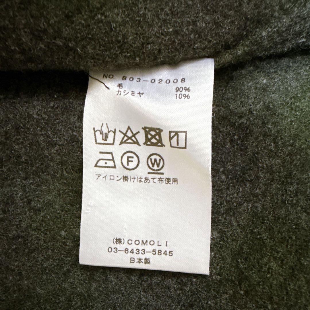 COMOLI ウールカシミヤチェックオープンカラーシャツ GREEN サイズ2
