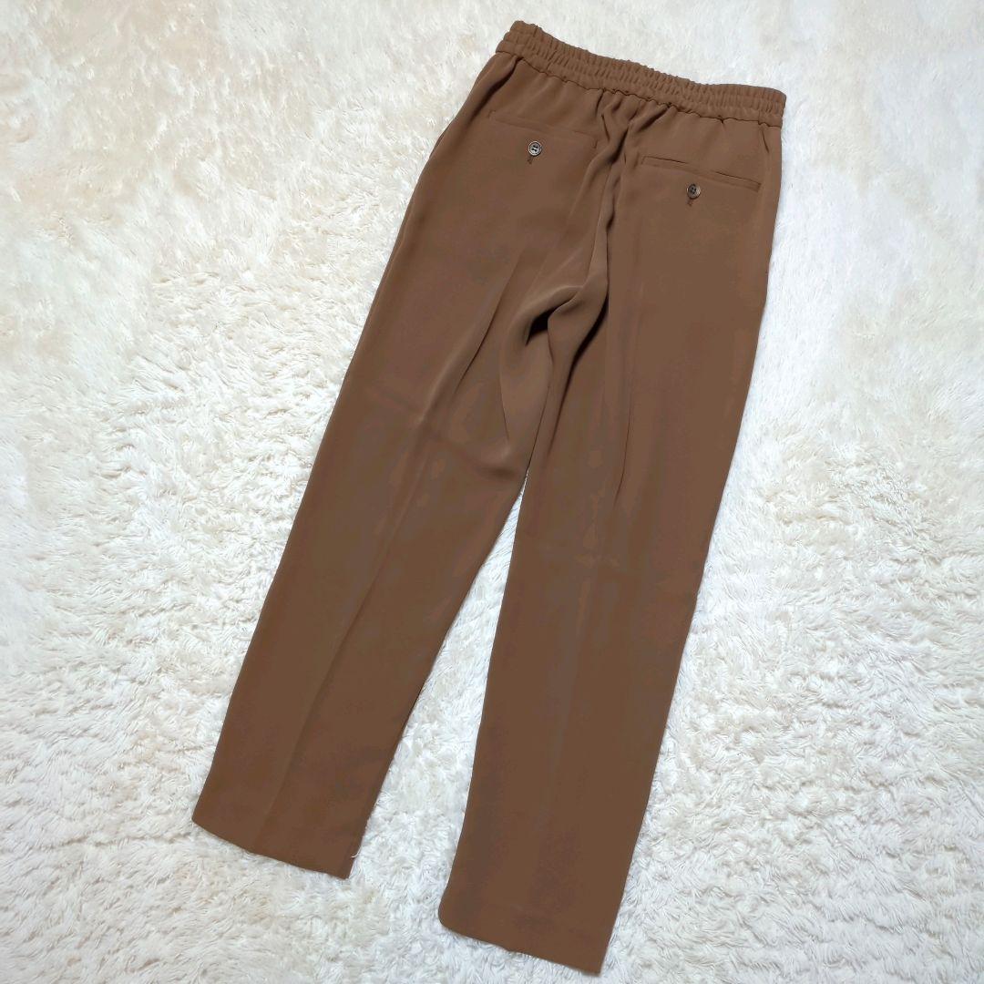 極美品！ROPE　ノーカラーパンツスーツセットアップ　M　ブラウン　ストレッチ