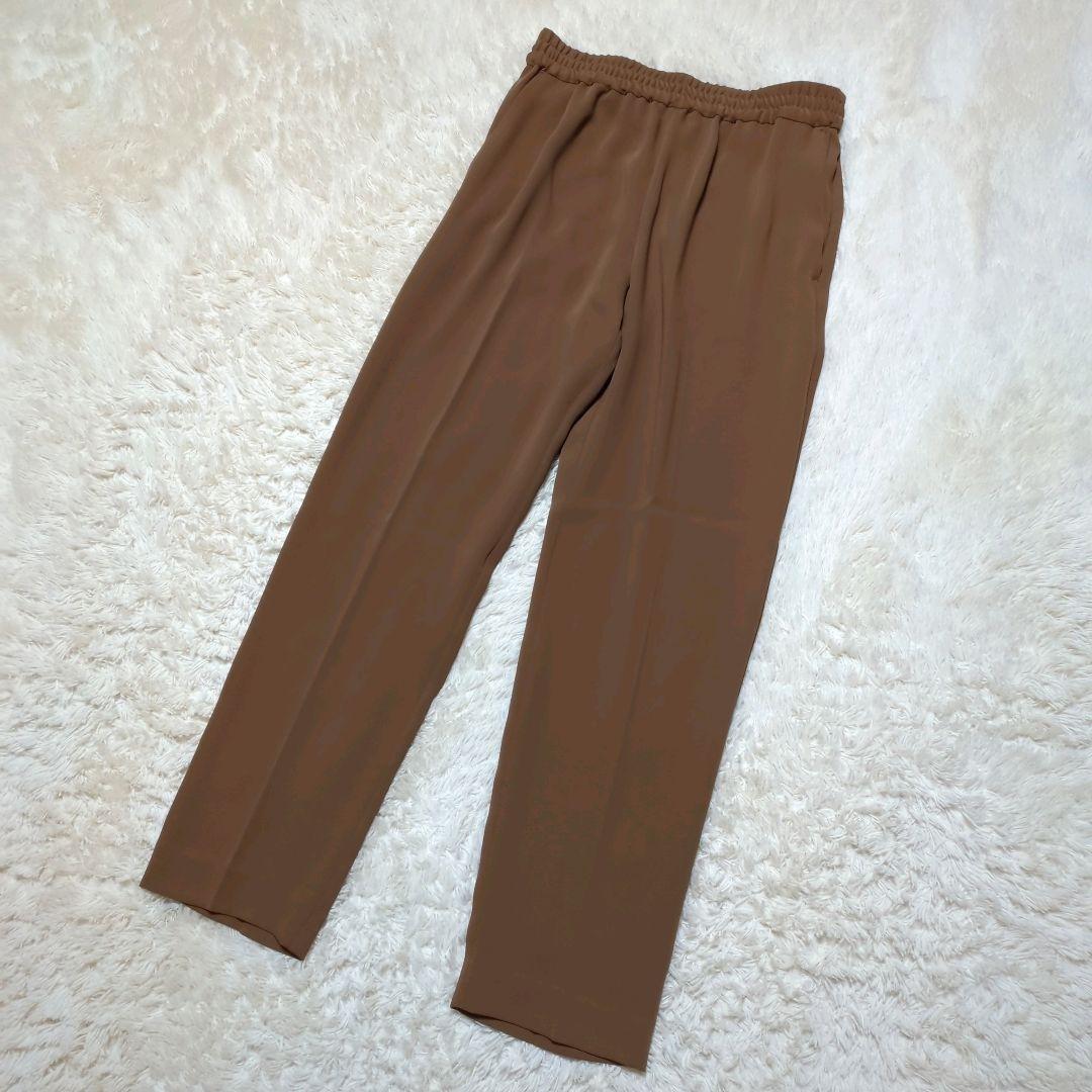 極美品！ROPE　ノーカラーパンツスーツセットアップ　M　ブラウン　ストレッチ