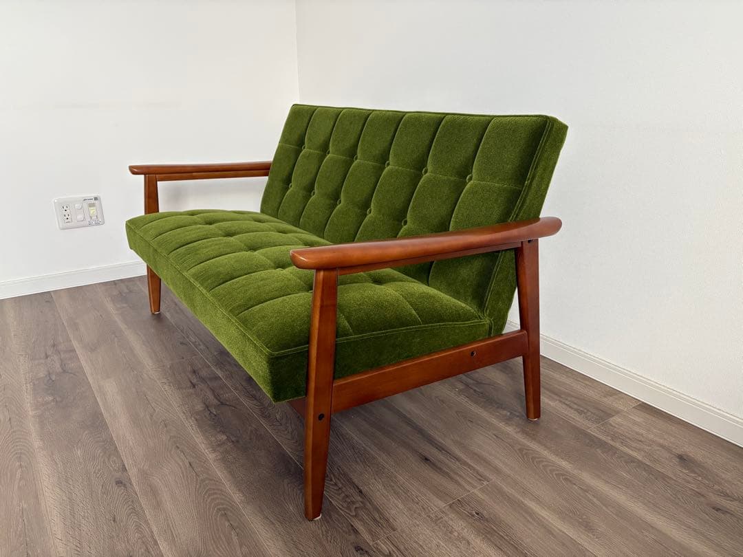 【美品・送料込み】カリモク60　Kチェア2シーター　モケットグリーン