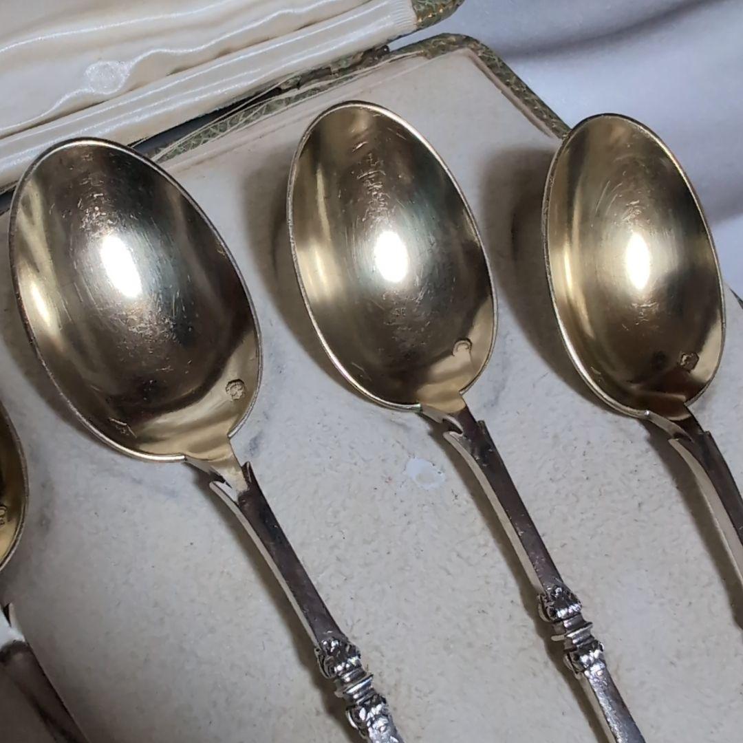 【希少♪】 カルディヤック スプーン 6本セット　ルネサンス　純銀×ヴェルメイユ