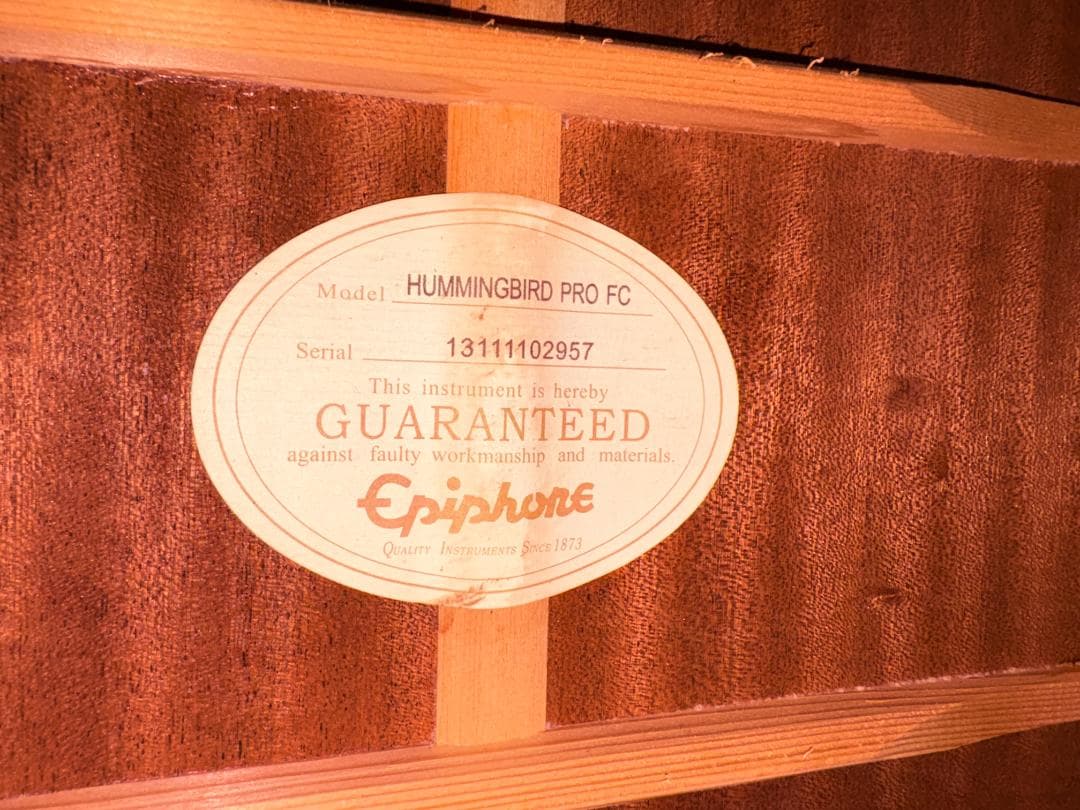 ★超極上単板トップ！エピフォン・ハミングバード プロ！超ジャキ激鳴・超美品★