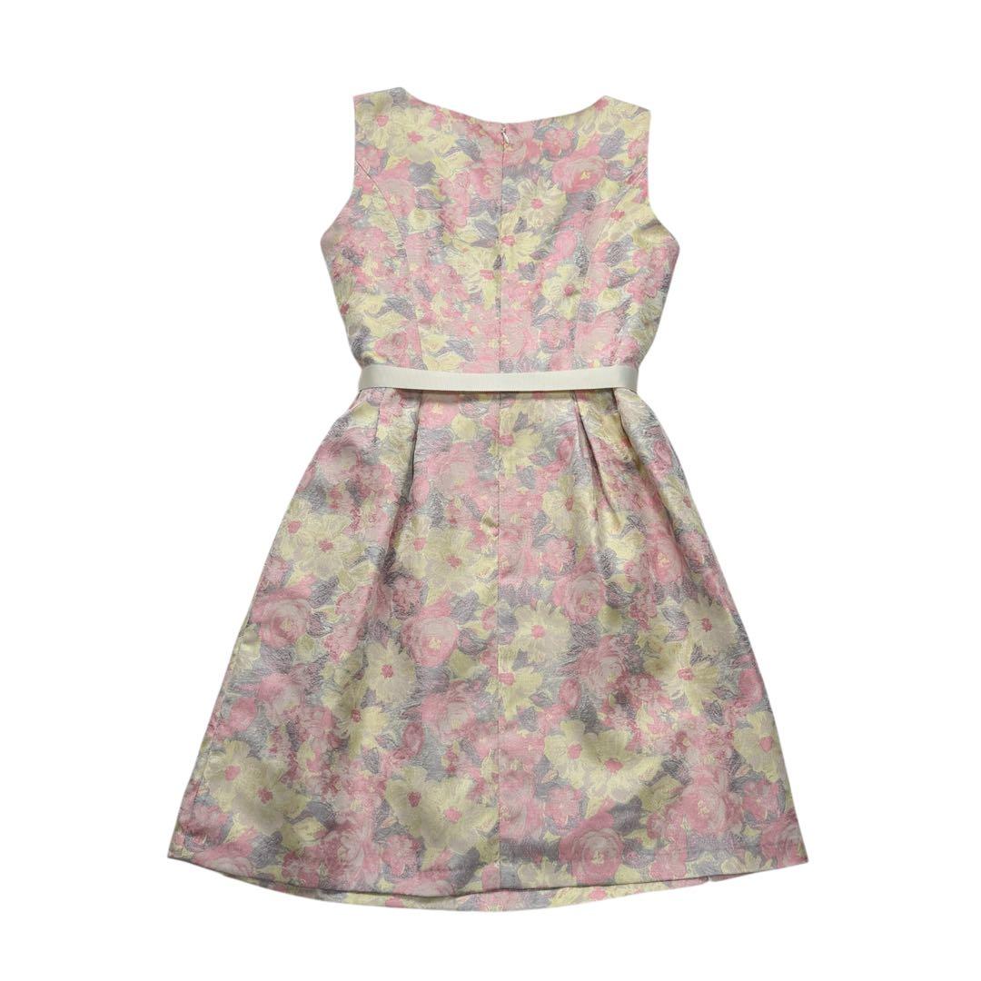Super Beauty 花柄 ジャガード ドレス ワンピース ベルトリボン