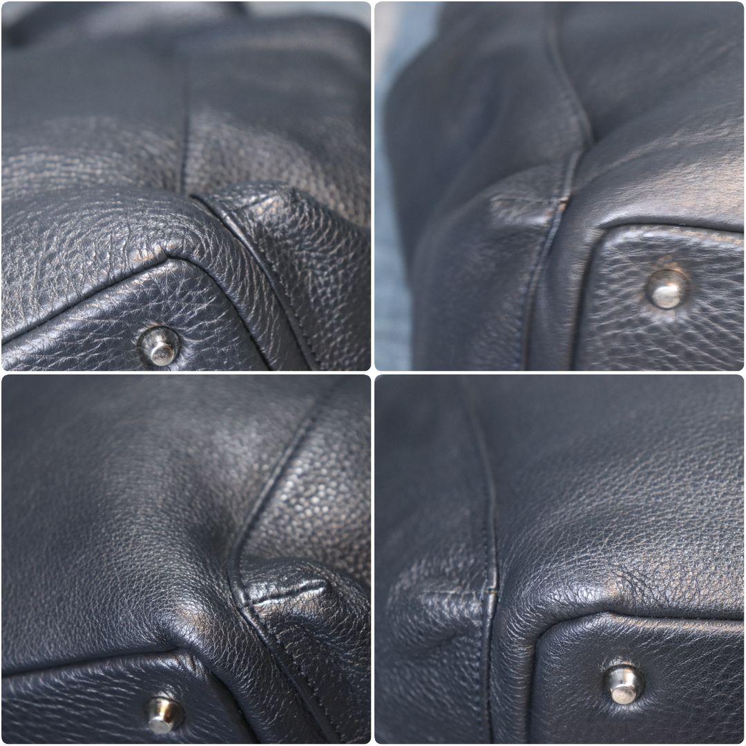 未使用級 SEEKER シュリンクレザー ドレープトートバッグ ネイビー 本革