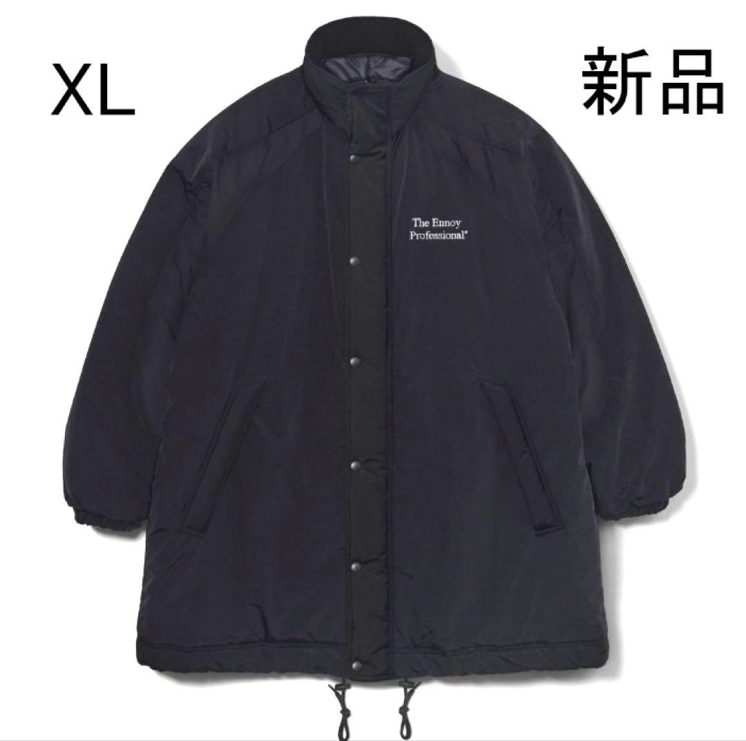 PADDED NYLON BENCH COAT (BLACK×WHITE)XL