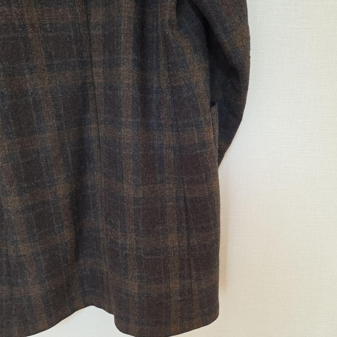 【美品】TROVE トローヴ ショールカラー ガウンコート ウール チェック2