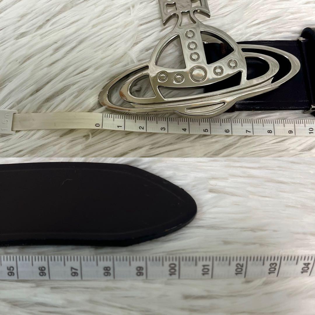 ヴィヴィアンウエストウッド レザーベルト ダークブラウン オーブ シルバー