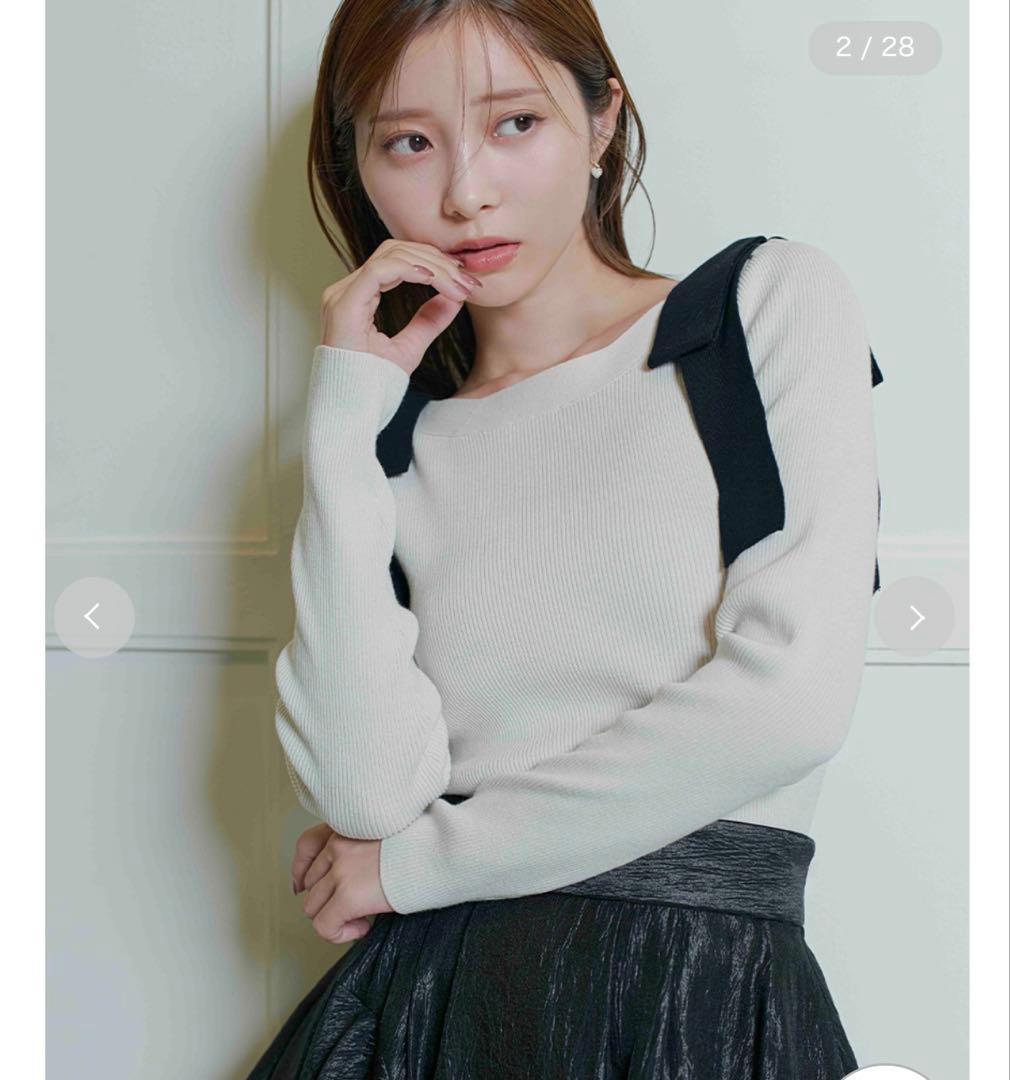 ショルダーリボンニットプルオーバー