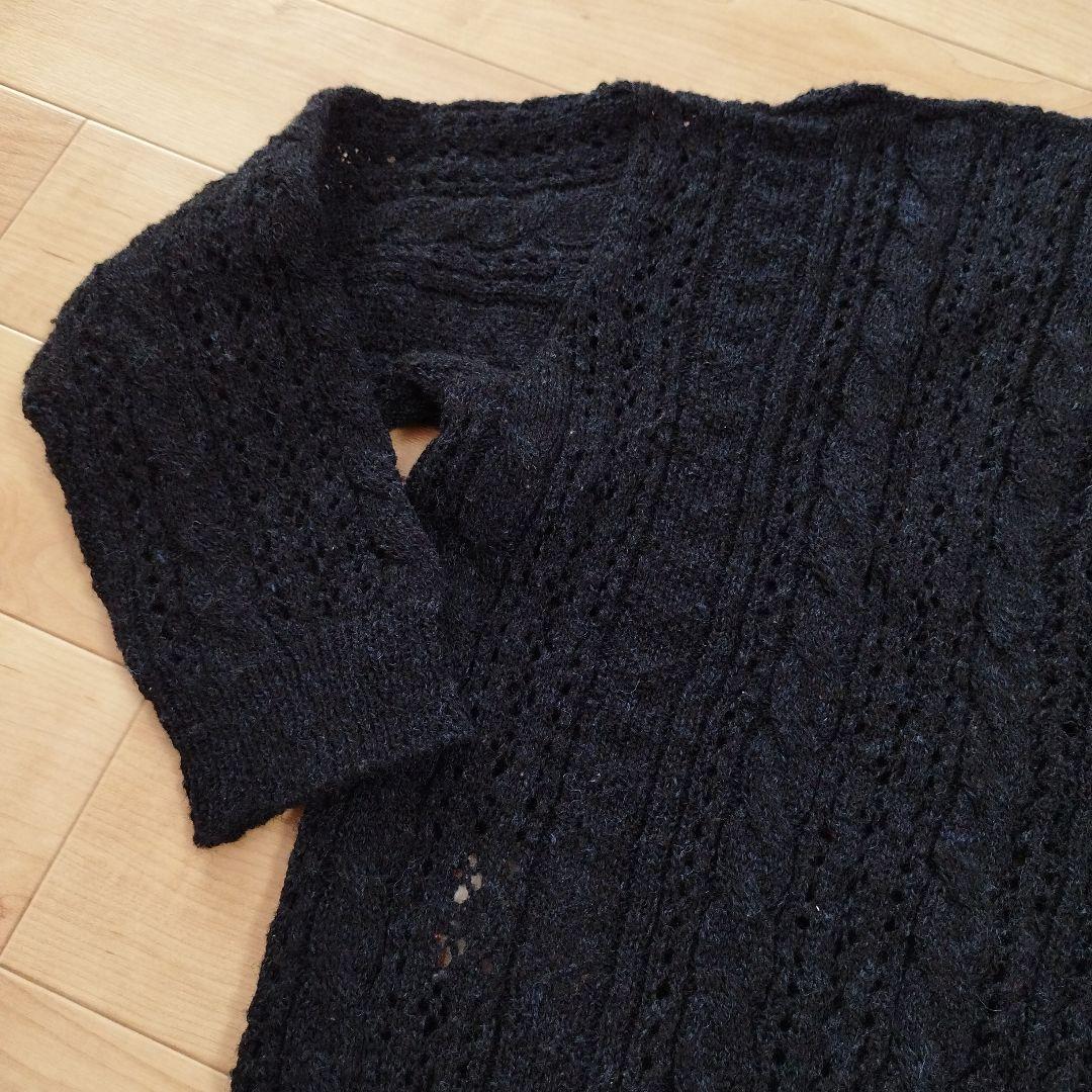 【121】45R シェットランドケーブル　鍵編み　セーター