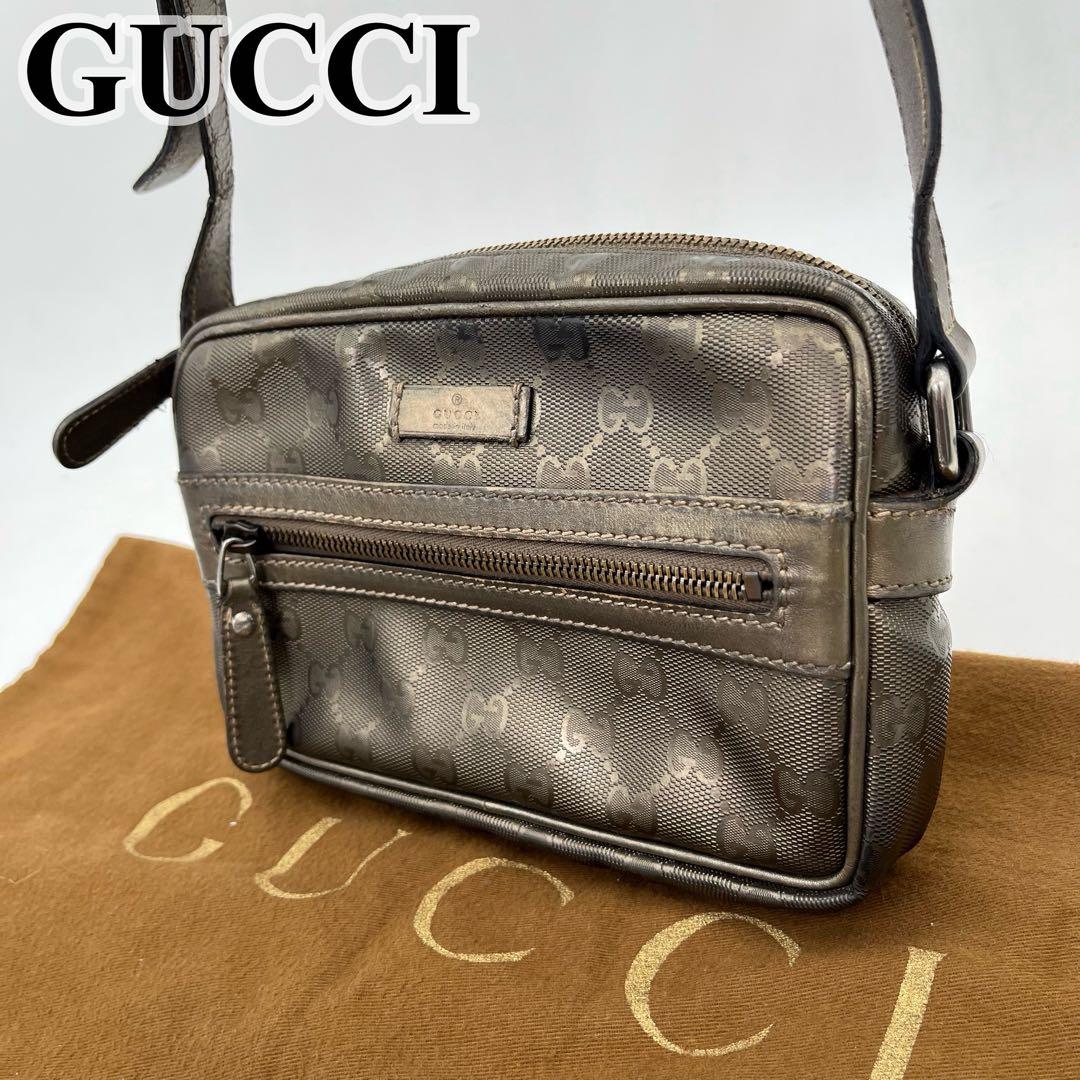 GUCCI ショルダーバッグ ポシェット 斜めがけ GGインプリメ ロゴ PVC