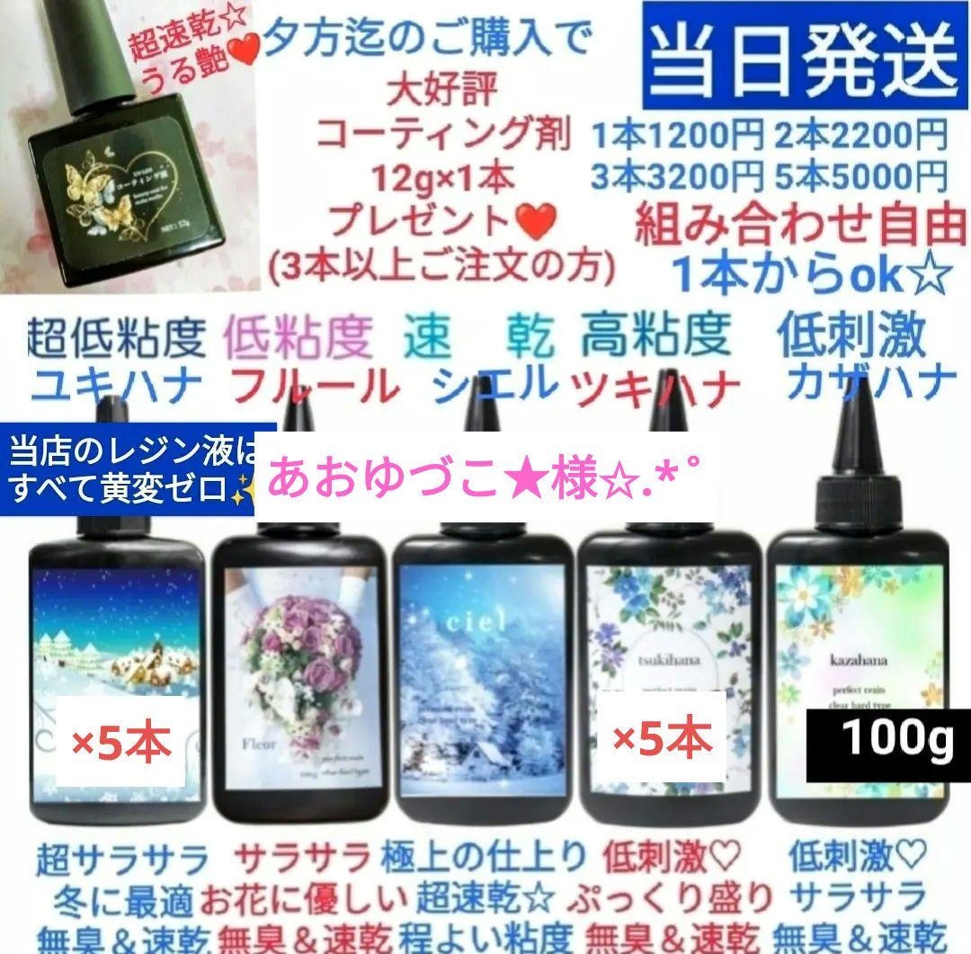 専用レジン液 ユキハナ5本、ツキハナ5本、コーティング剤つき☆
