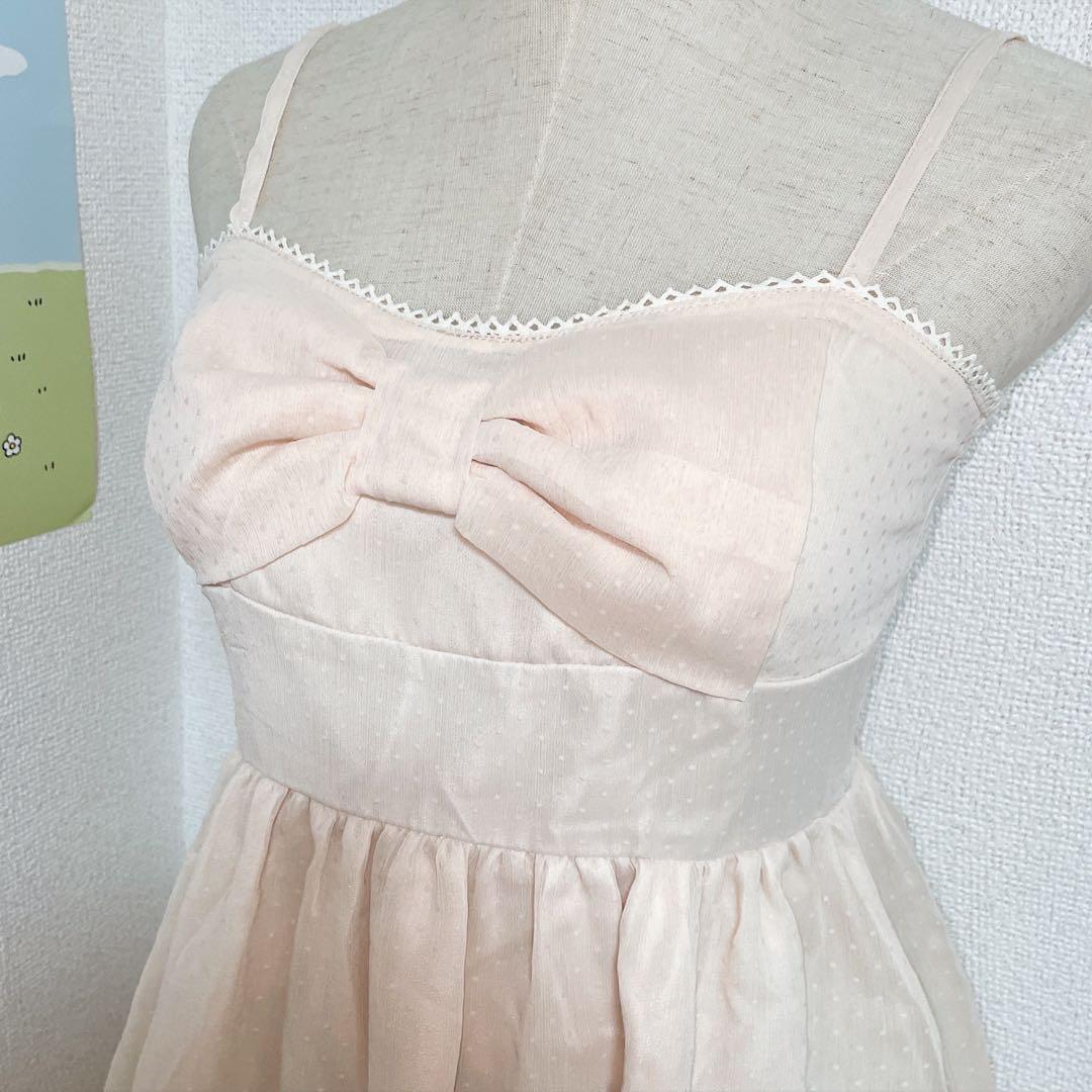 当時物 LIZLISA リズリサ ビッグリボン キャミワンピ 姫カジ ピンク水玉