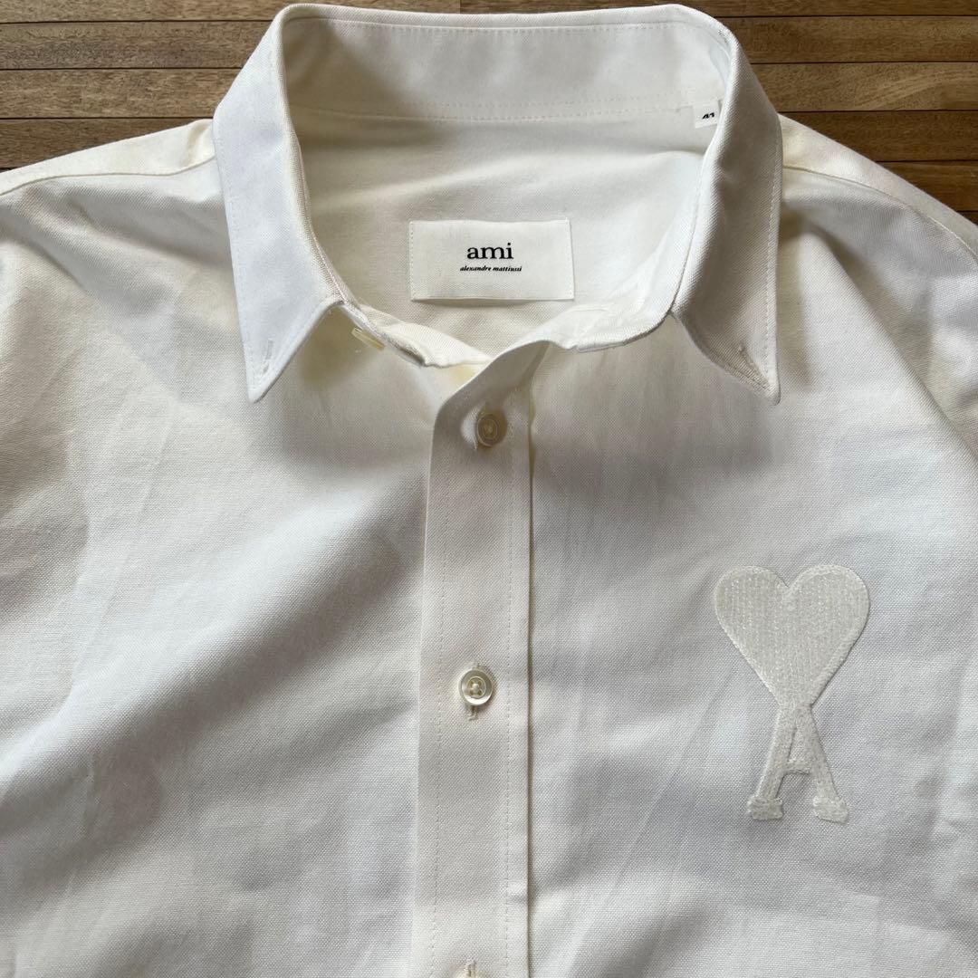 AMI Paris ハートロゴ刺繍 ボタンダウンシャツ　オーバーサイズ