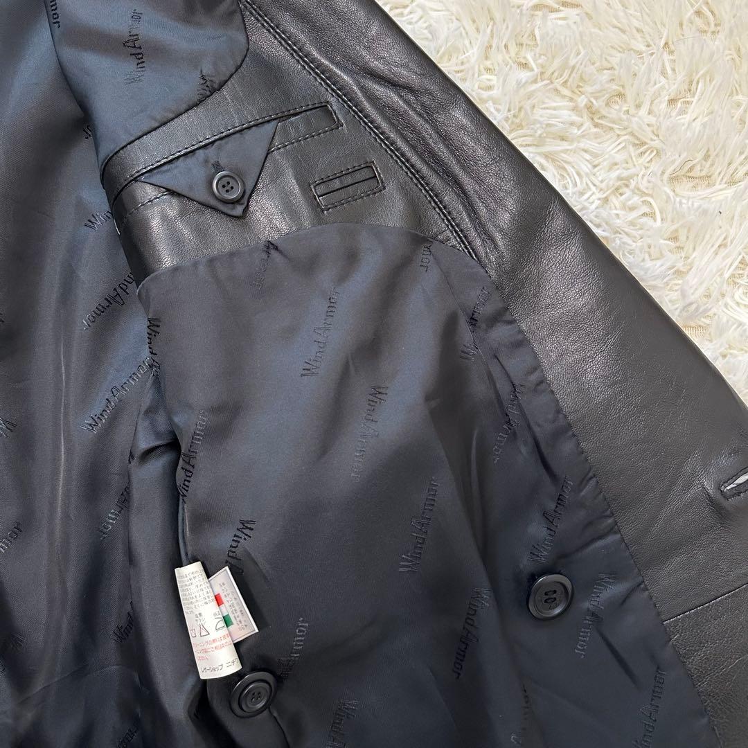 値下げ 大きい ウィンドアーマー イタリア 羊革 レザー ジャケット 裏地 ロゴ
