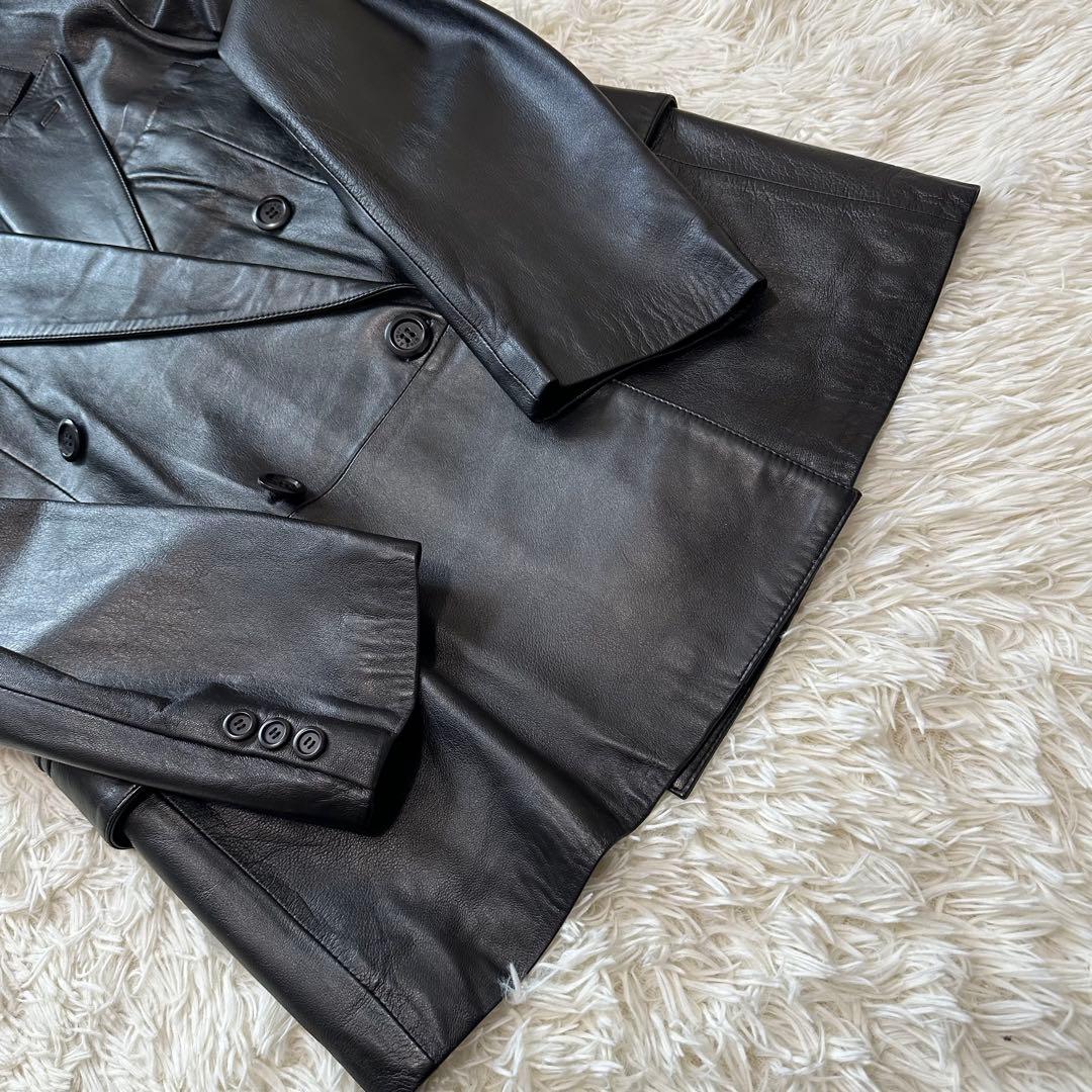 値下げ 大きい ウィンドアーマー イタリア 羊革 レザー ジャケット 裏地 ロゴ