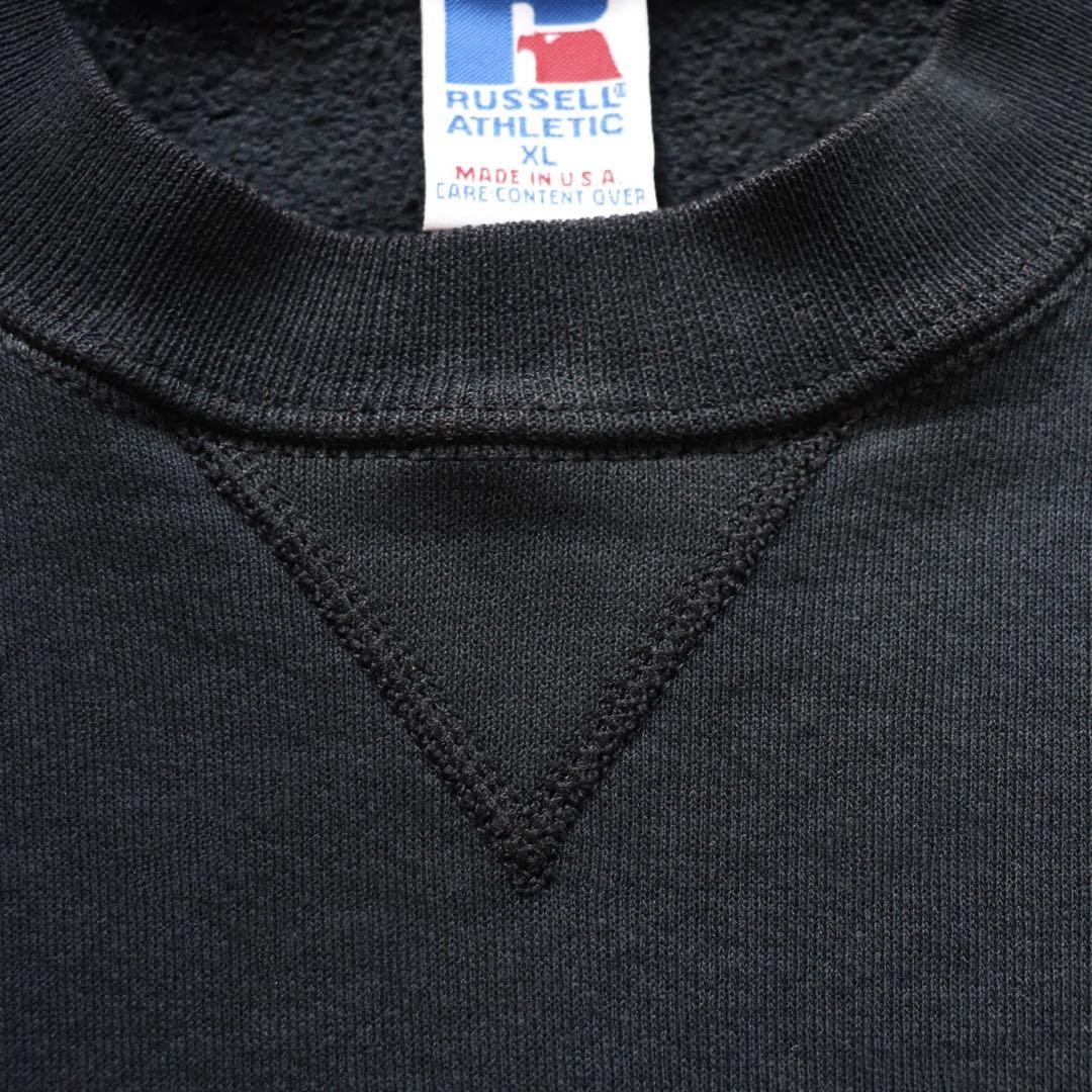 USA製 ブラック 90s Russell ラッセル スウェット 無地黒 XL