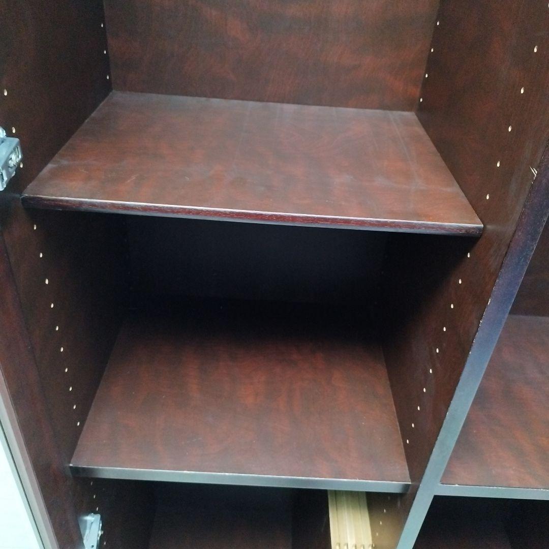 ダークブラウン本棚 ガラス扉付き 5段 書棚 飾棚