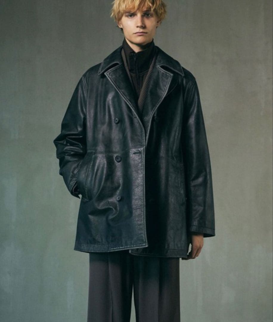 メゾンスペシャル バッファロー レザー オーバー ダブル ショート コート