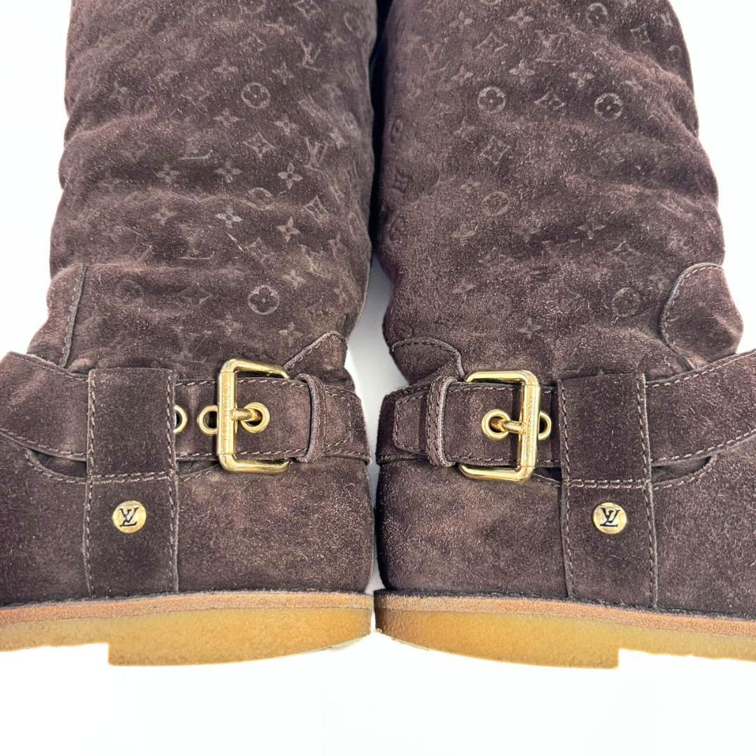 アンド ルイヴィトン スエード×ムートン ロングブーツ ブラウン 37