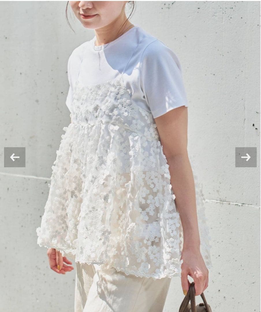 【新品未使用】 IENA イエナ　フラワーエンブロイダリーキャミソール　ホワイト