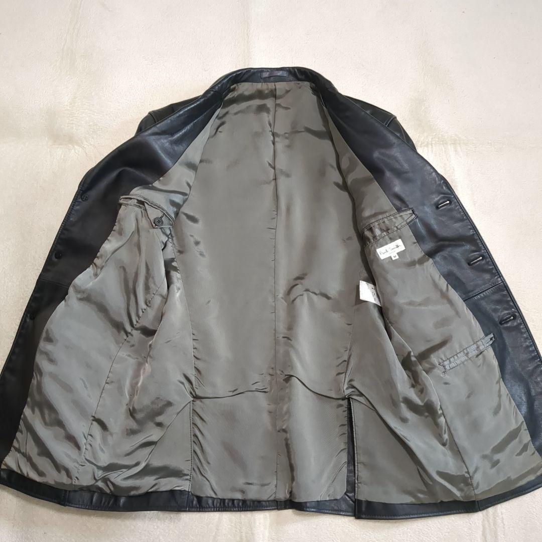 美品 ポールスミス カウレザー テーラードジャケット 牛革 ブラック Mサイズ