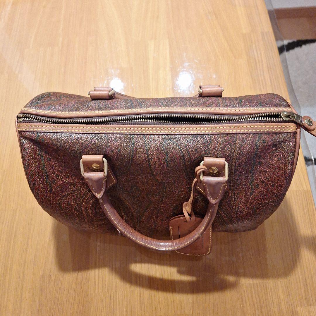 エトロ　ペイズリー柄レザーボストンバッグ