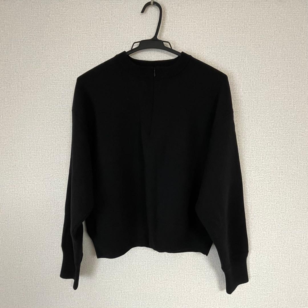 ジップスウェットライクニット　ブラック　黒