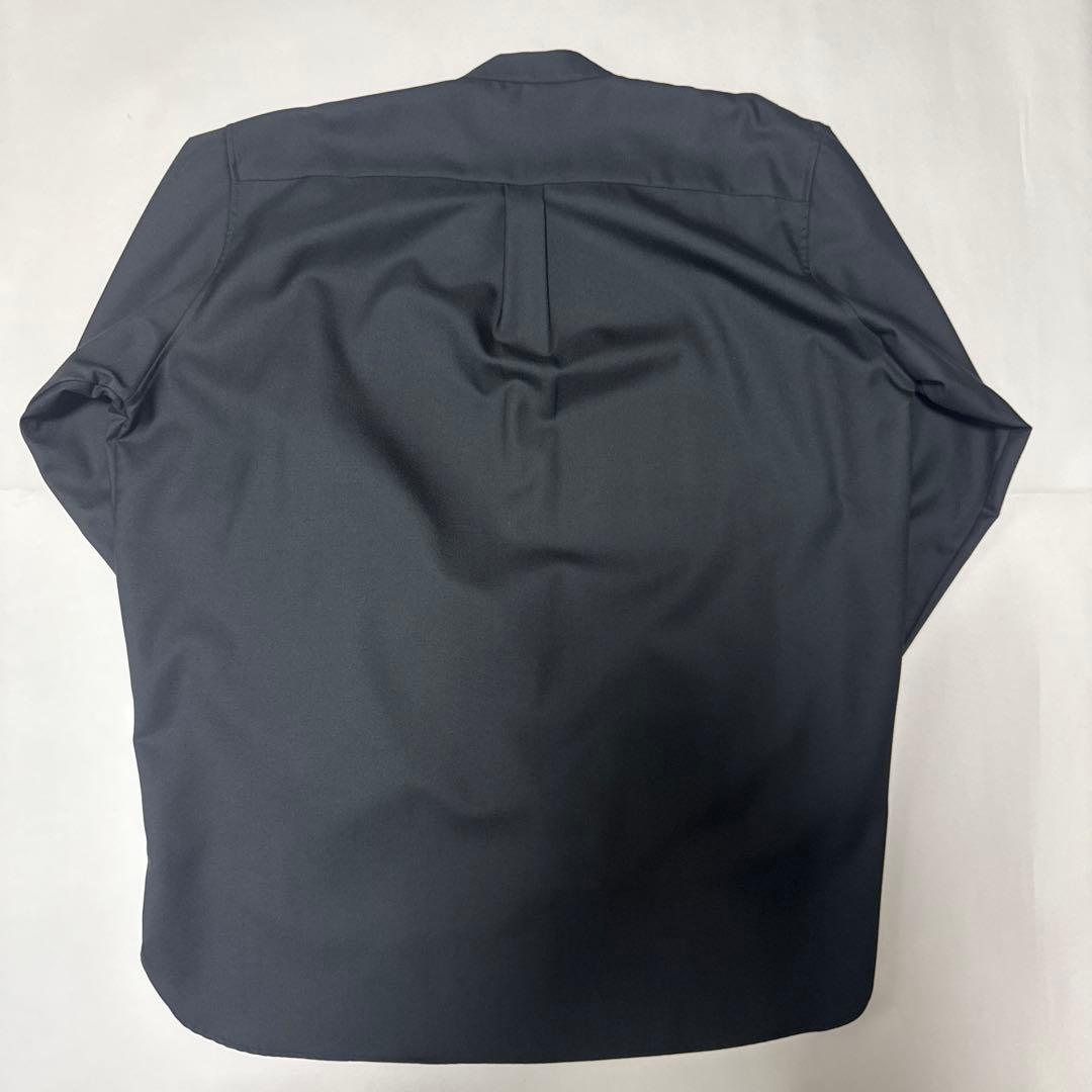 MBハイエンド尾州ウールシャツ（バンドカラー）　ブラック　Mサイズ